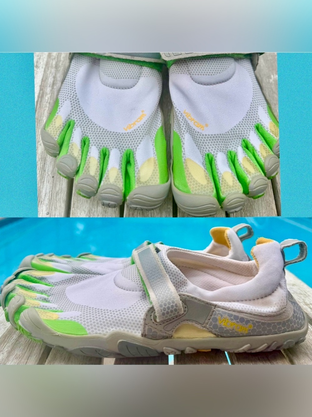 Vibram Fivefingers Shoes White Green Minimalist Barefoot Wmens US 10/10.5 EU 41